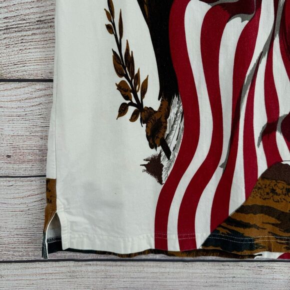 Vintage Royal Air AOP American Flag Bald Eagle Print Polo Shirt Men's L White‎ - Picture 3 of 11